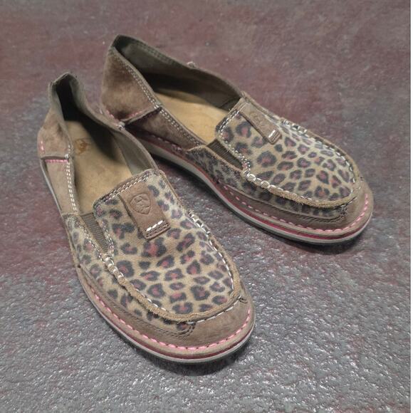 Ariat Shoes - Ariat Cruisers Women US 6.5 B Brown Leopard Shoe Loafer Suede slipon discontinue